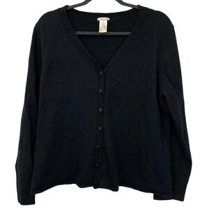 Gloria Vanderbilt Cardigan Sweater Womens XL Black Angora Rabbit Lambswool Vtg